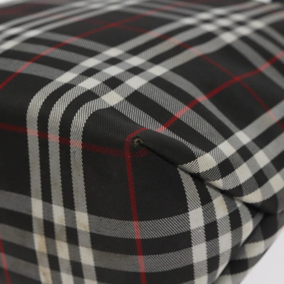 BURBERRY Nova Check Hand Bag Nylon Black Silver Auth th6090