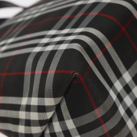 BURBERRY Nova Check Hand Bag Nylon Black Silver Auth th6090