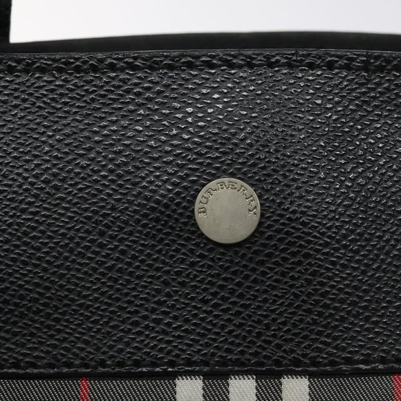BURBERRY Nova Check Hand Bag Nylon Black Silver Auth th6090