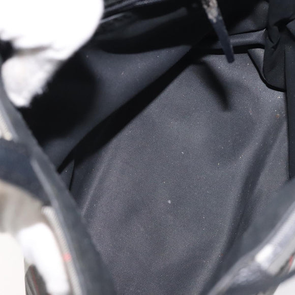 BURBERRY Nova Check Hand Bag Nylon Black Silver Auth th6090