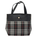BURBERRY Nova Check Hand Bag Nylon Black Silver Auth th6090-13