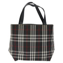 BURBERRY Nova Check Hand Bag Nylon Black Silver Auth th6090-2