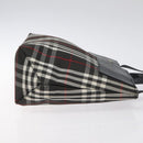 BURBERRY Nova Check Hand Bag Nylon Black Silver Auth th6090-3