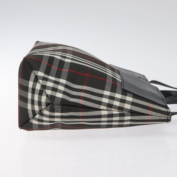 BURBERRY Nova Check Hand Bag Nylon Black Silver Auth th6090