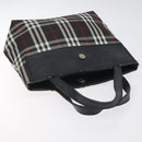 BURBERRY Nova Check Hand Bag Nylon Black Silver Auth th6090-6