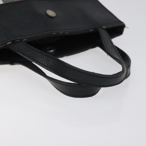 BURBERRY Nova Check Hand Bag Nylon Black Silver Auth th6090