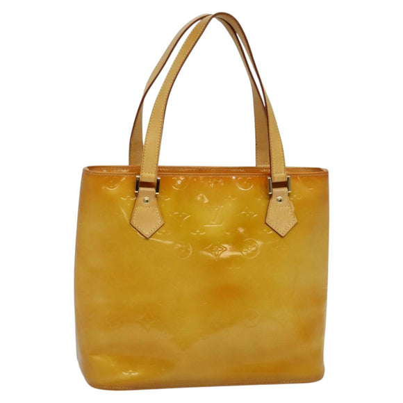 LOUIS VUITTON Monogram Vernis Houston Hand Bag Beige M91004 LV Auth th6098