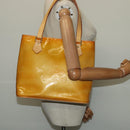 LOUIS VUITTON Monogram Vernis Houston Hand Bag Beige M91004 LV Auth th6098-21