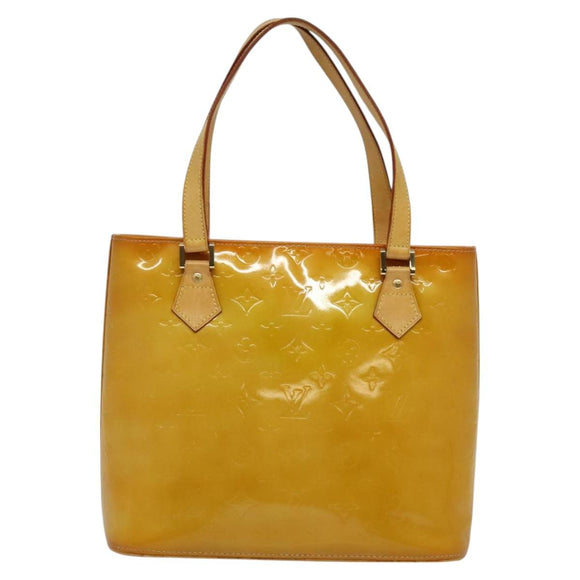 LOUIS VUITTON Monogram Vernis Houston Hand Bag Beige M91004 LV Auth th6098