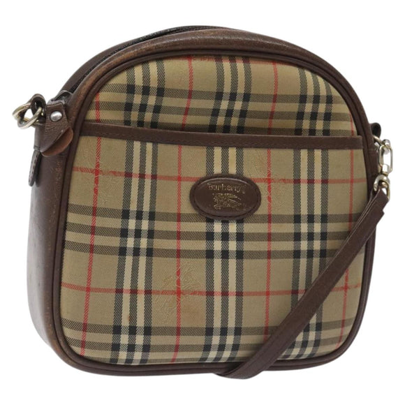 Burberrys Nova Check Shoulder Bag Canvas Beige Gold Auth th6111