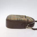 Burberrys Nova Check Shoulder Bag Canvas Beige Gold Auth th6111-3