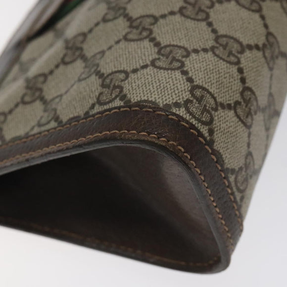 GUCCI GG Supreme Web Sherry Line Clutch Bag PVC Beige 41 014 2125 23 Auth th6117