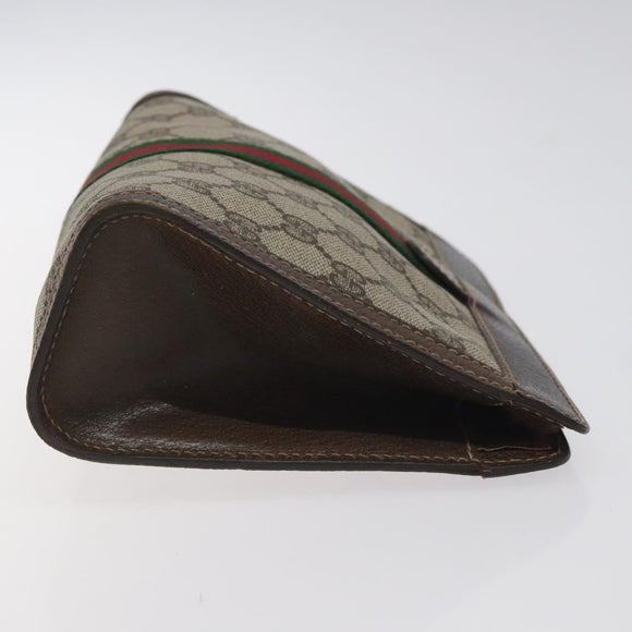 GUCCI GG Supreme Web Sherry Line Clutch Bag PVC Beige 41 014 2125 23 Auth th6117