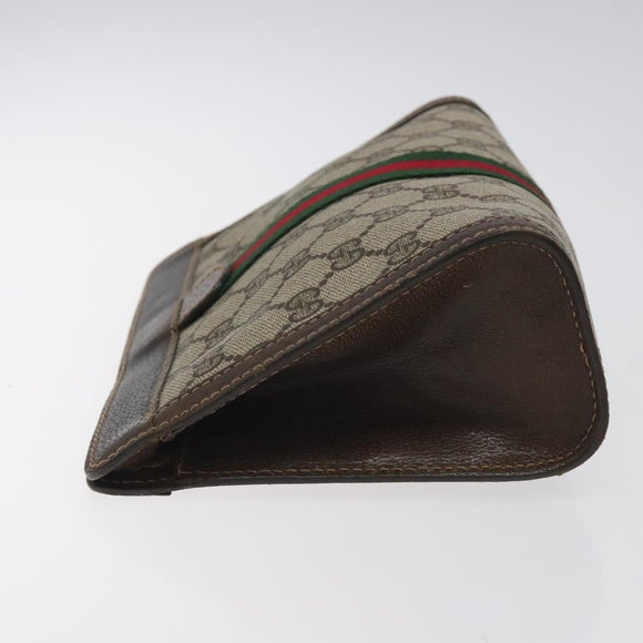 GUCCI GG Supreme Web Sherry Line Clutch Bag PVC Beige 41 014 2125 23 Auth th6117