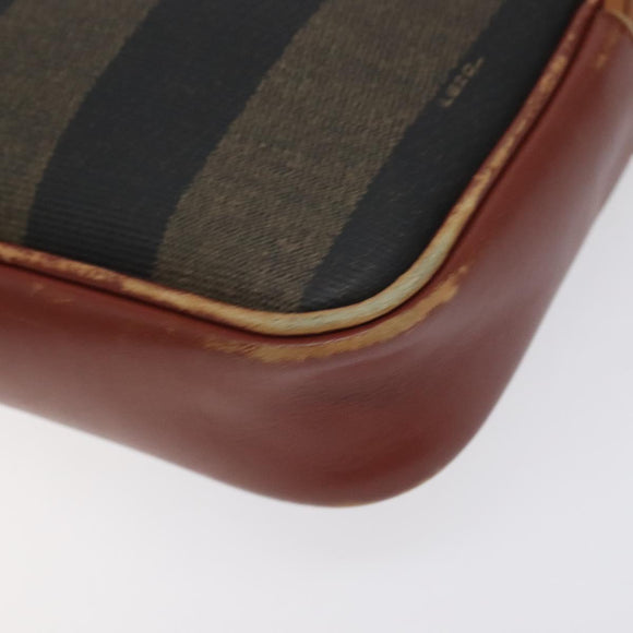 FENDI Pecan Canvas Shoulder Bag Brown Black Auth th6120