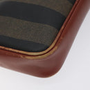 FENDI Pecan Canvas Shoulder Bag Brown Black Auth th6120-14