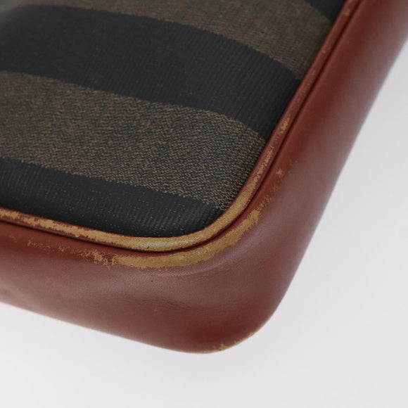 FENDI Pecan Canvas Shoulder Bag Brown Black Auth th6120