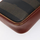 FENDI Pecan Canvas Shoulder Bag Brown Black Auth th6120-16