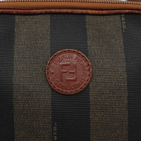 FENDI Pecan Canvas Shoulder Bag Brown Black Auth th6120