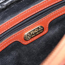 FENDI Pecan Canvas Shoulder Bag Brown Black Auth th6120-18