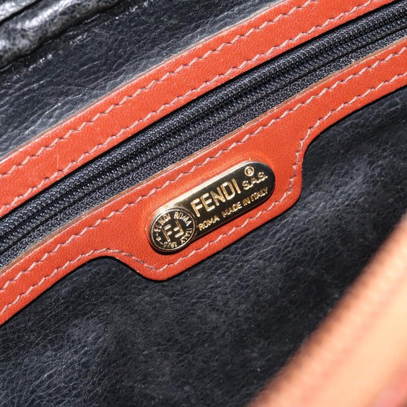 FENDI Pecan Canvas Shoulder Bag Brown Black Auth th6120