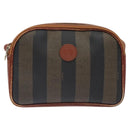 FENDI Pecan Canvas Shoulder Bag Brown Black Auth th6120-13