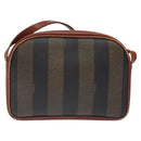 FENDI Pecan Canvas Shoulder Bag Brown Black Auth th6120-2