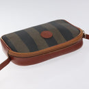 FENDI Pecan Canvas Shoulder Bag Brown Black Auth th6120-6