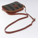 FENDI Pecan Canvas Shoulder Bag Brown Black Auth th6120-7