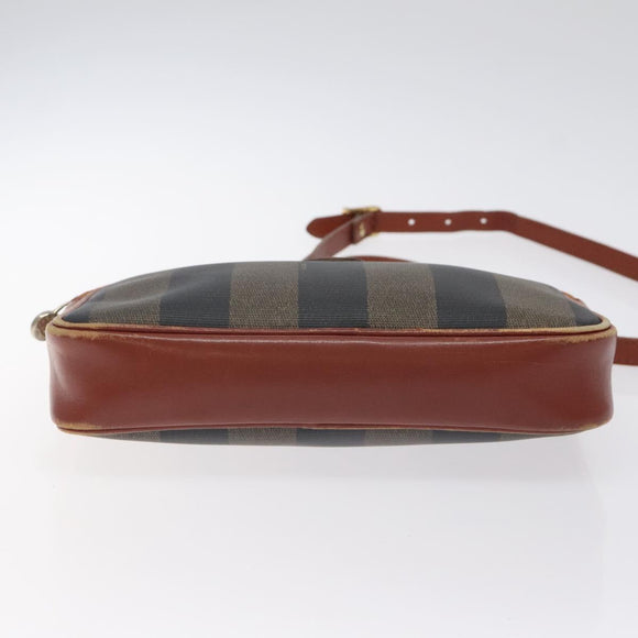 FENDI Pecan Canvas Shoulder Bag Brown Black Auth th6120