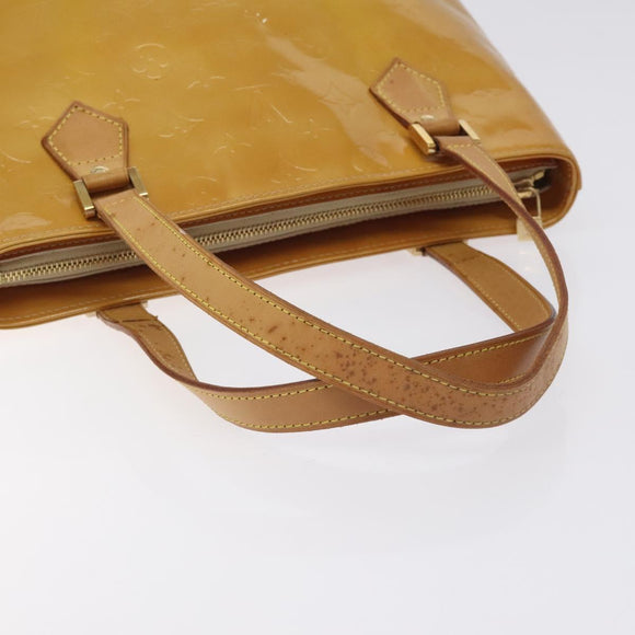 LOUIS VUITTON Monogram Vernis Houston Hand Bag Beige M91004 LV Auth th6124