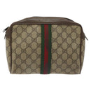 GUCCI GG Supreme Web Sherry Line Clutch Bag PVC Beige Red 89 01 012 Auth th6133-13