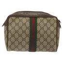 GUCCI GG Supreme Web Sherry Line Clutch Bag PVC Beige Red 89 01 012 Auth th6133-2