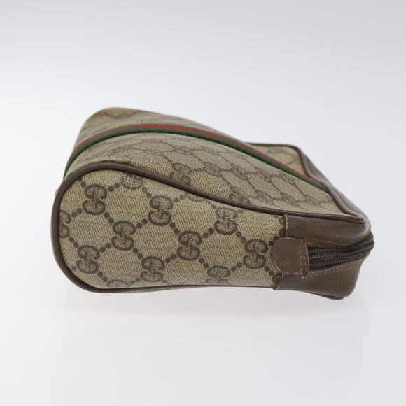 GUCCI GG Supreme Web Sherry Line Clutch Bag PVC Beige Red 89 01 012 Auth th6133