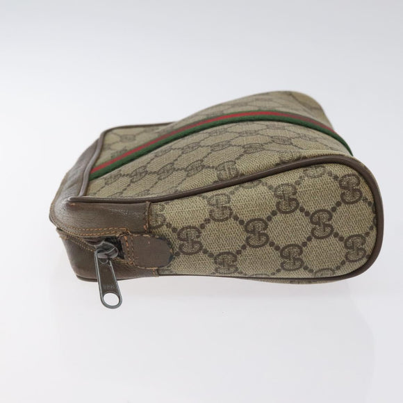 GUCCI GG Supreme Web Sherry Line Clutch Bag PVC Beige Red 89 01 012 Auth th6133