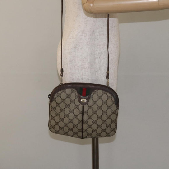 GUCCI GG Supreme Web Sherry Line Shoulder Bag PVC Beige 904 02 047 Auth th6138