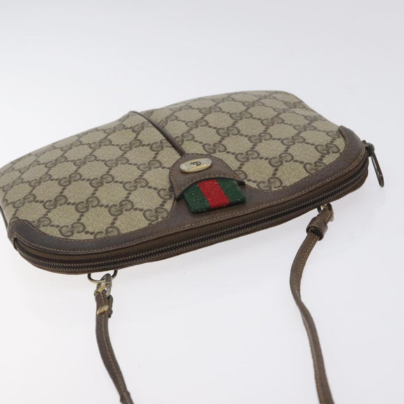 GUCCI GG Supreme Web Sherry Line Shoulder Bag PVC Beige 904 02 047 Auth th6138