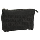 FENDI Zucchino Canvas Pouch Black Silver Auth th6144-1
