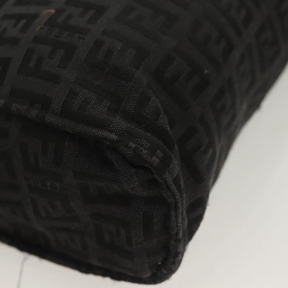 FENDI Zucchino Canvas Pouch Black Silver Auth th6144