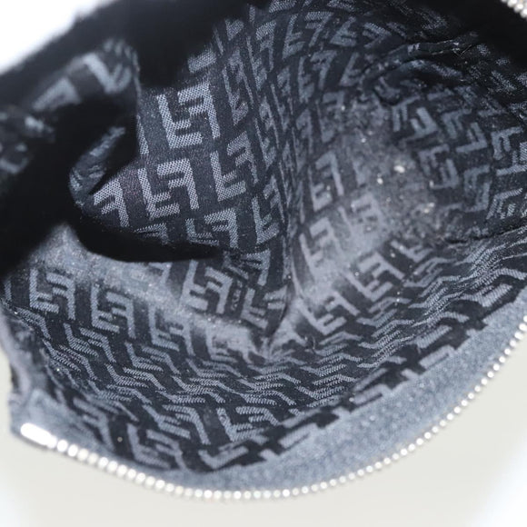 FENDI Zucchino Canvas Pouch Black Silver Auth th6144