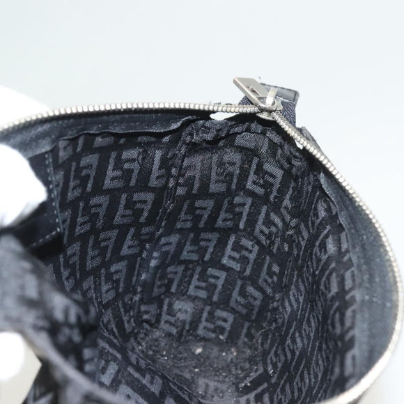 FENDI Zucchino Canvas Pouch Black Silver Auth th6144