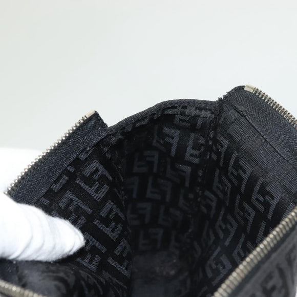 FENDI Zucchino Canvas Pouch Black Silver Auth th6144