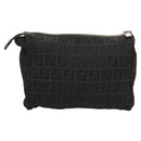 FENDI Zucchino Canvas Pouch Black Silver Auth th6144-3