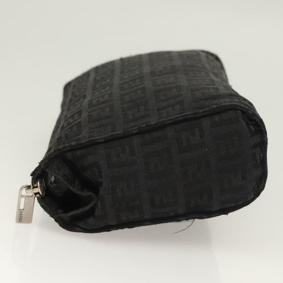 FENDI Zucchino Canvas Pouch Black Silver Auth th6144