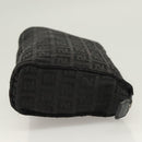 FENDI Zucchino Canvas Pouch Black Silver Auth th6144-5