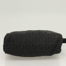 FENDI Zucchino Canvas Pouch Black Silver Auth th6144-7