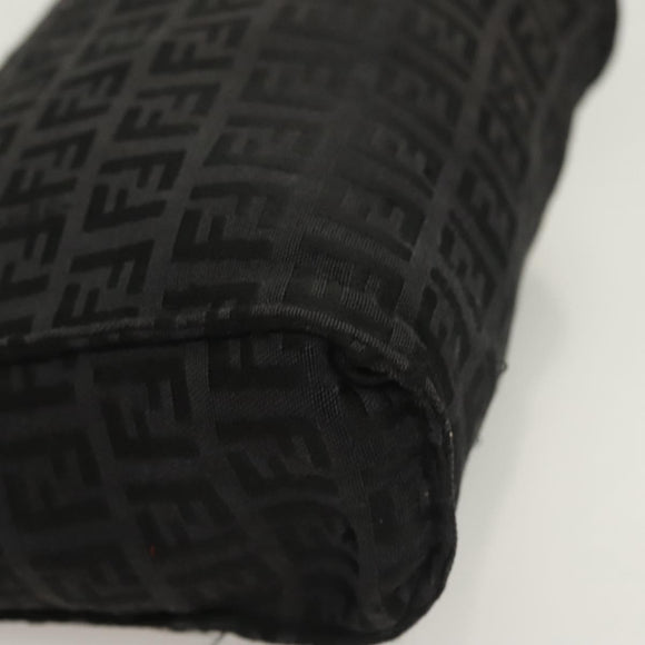 FENDI Zucchino Canvas Pouch Black Silver Auth th6144