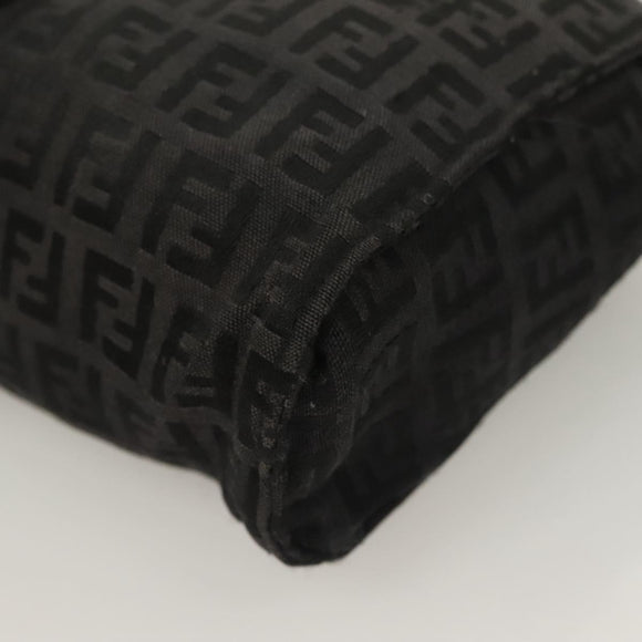 FENDI Zucchino Canvas Pouch Black Silver Auth th6144