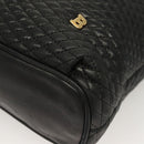 BALLY Chain Shoulder Bag Leather Black Gold Auth th6147-14