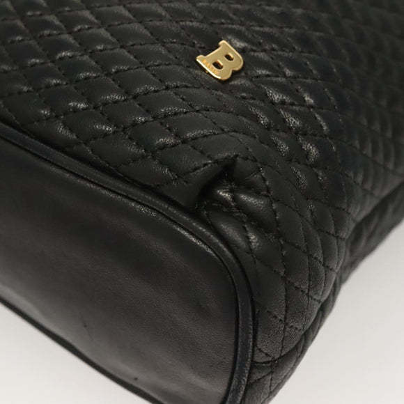 BALLY Chain Shoulder Bag Leather Black Gold Auth th6147